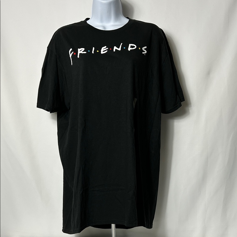 New Friends T-shirt Black Short Sleeve Cotton Colorful Logo Front TV Show Shirt